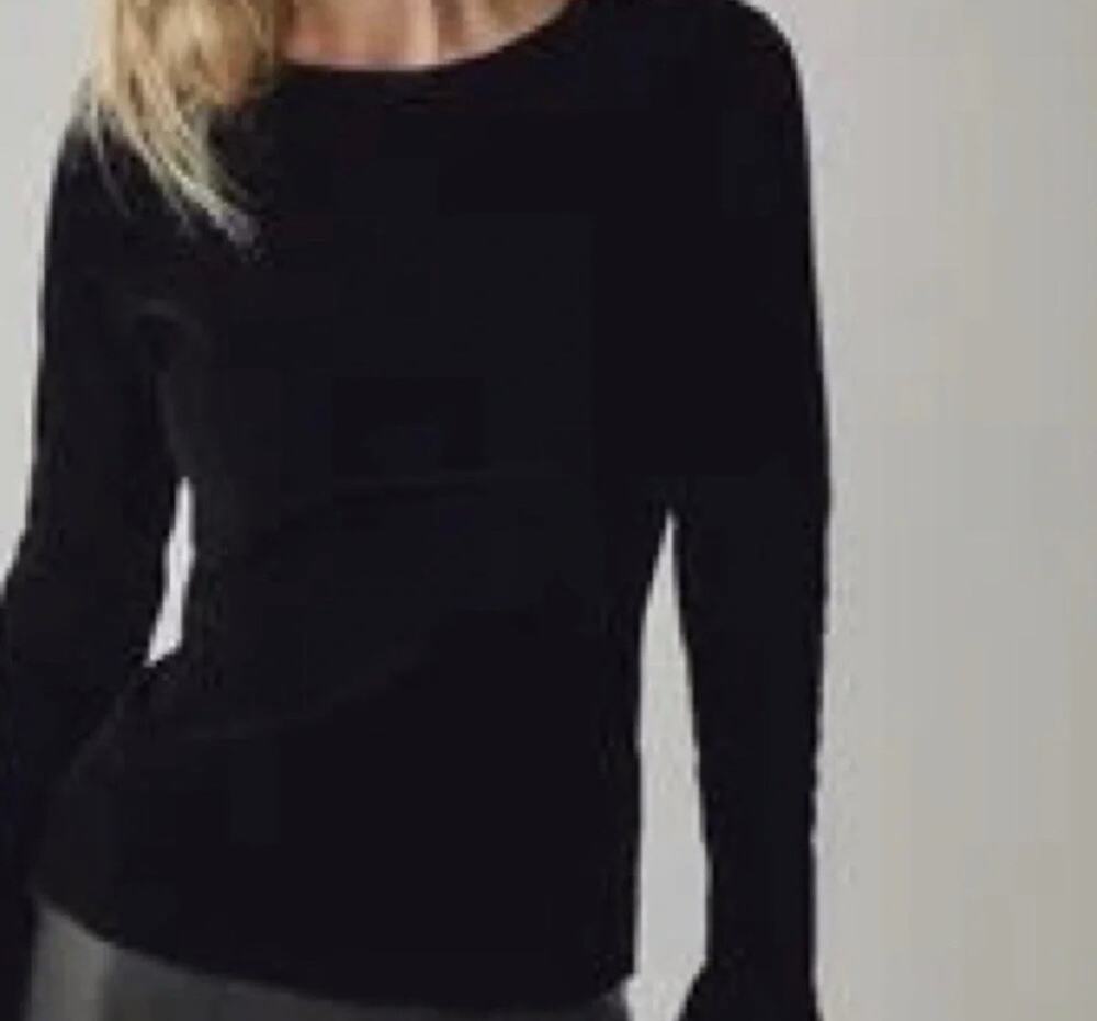 Intimately Free People Black Countdown Flocked Long-Sleeve Top Size M NWT